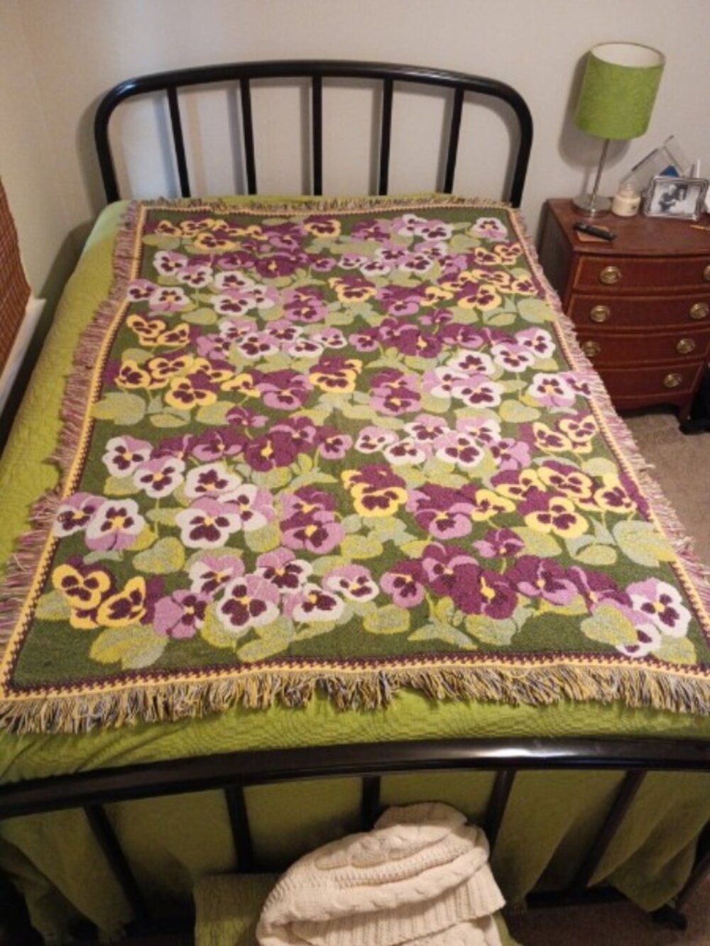 Vintage pansy woven throw blanket